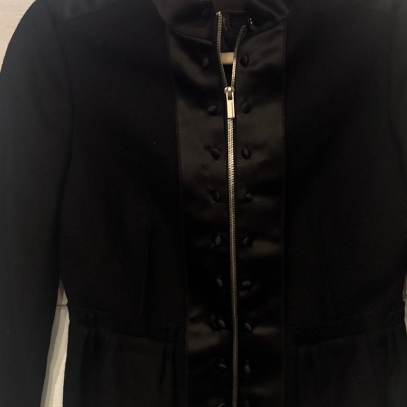 BCBG MaxAzria Peplum Jacket Black Satin-Trimmed Wool
Size Small - Picture 3 of 13